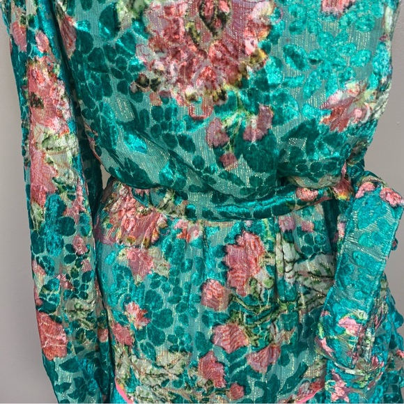 Hermant & Nandita Revolve Velvet Floral Metallic One Shoulder Mini Dress - Picture 5 of 16